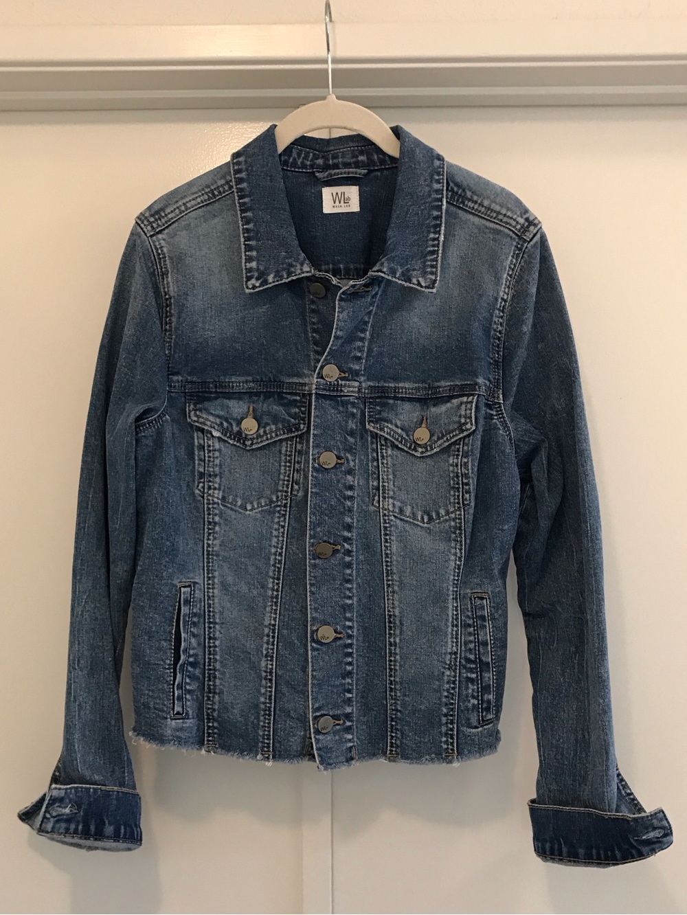 Wash Lab Raw Edge Hem Blue Denim Jacket
